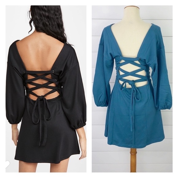 Free People Bianca Corset Back Mini Dress - Sample - Teal - Picture 1 of 9